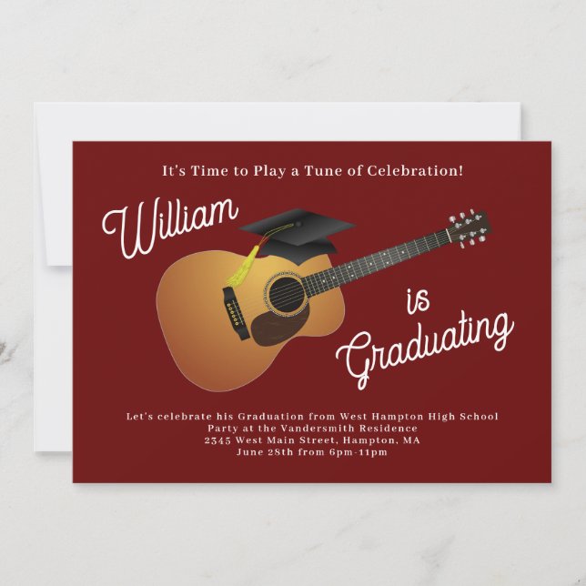 Invitación Música de guitarra para graduación (Anverso)