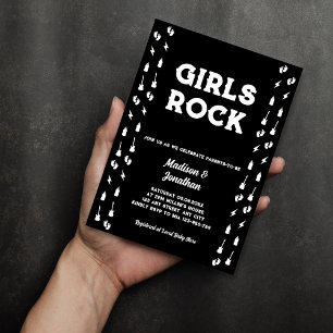 Invitación Música de Guitarra Rock N Roll Fiesta de Bebé Niña