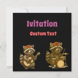 Invitación Música de Mapache Adorable Aficionado Tocando Guit