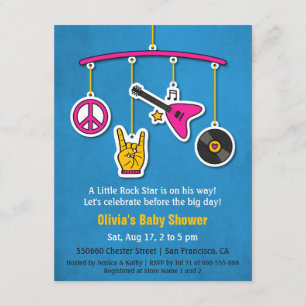Invitación Música de Paz Guitarra Rock and Roll Shower de Beb