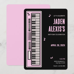 Invitación música de teclado de piano cumpleaños 