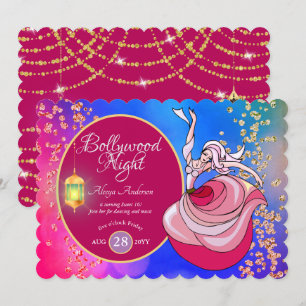 Invitación Música divertida de baile de BOLLYWOOD para cualqu