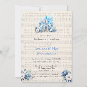 Invitación Música Dusty Blue Church Bridesmaids Luncheon