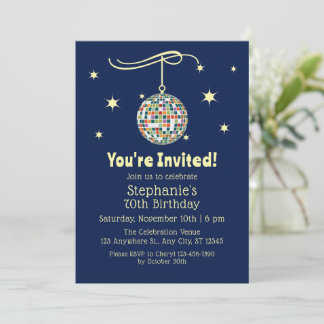 Invitación Música elegante de los 70 Cumpleaños para celebrac