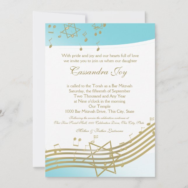 Invitación Música en Air Bat Mitzvah (Reverso)