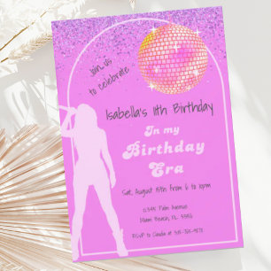 Invitación Música En Su Era De Cumpleaños Rosa