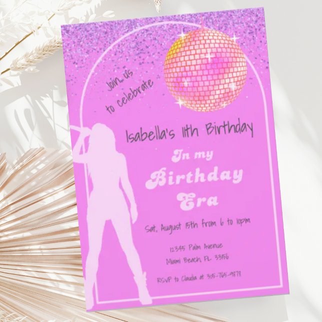 Invitación Música En Su Era De Cumpleaños Rosa (Subido por el creador)