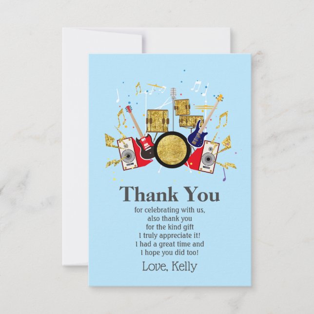 Invitación música fiesta guitarra drum set musical (Anverso)