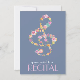 Invitación música floral treble clef