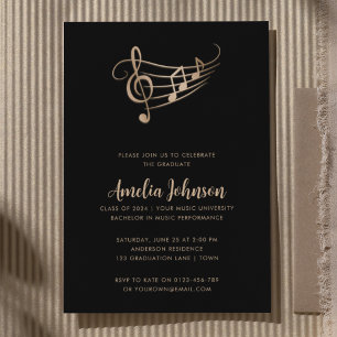 Invitación Música Graduación Treble Clef Elegant