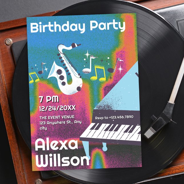 Invitación música jazz grunge cumpleaños (Subido por el creador)