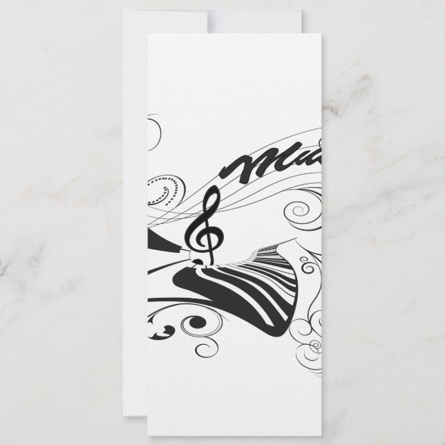 Invitación Música, piano y salón con elementos florales (Anverso)