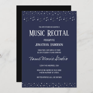 Invitación Música Recital Elegante Plata
