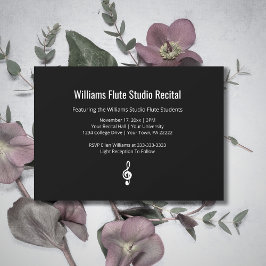 Invitación Música Recital Sencillo Treble Clef Blanco Negro