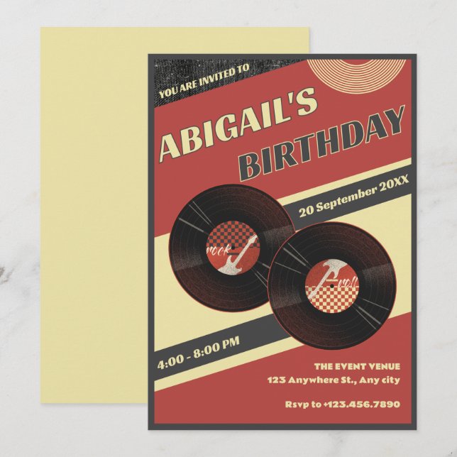 Invitación Música retro  (Anverso / Reverso)