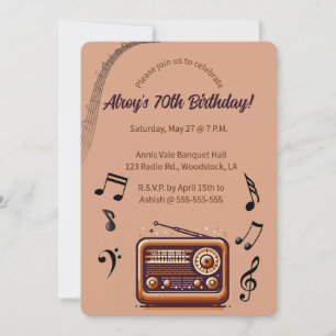 Invitación Música Retro de Radio Editable para Cumpleaños