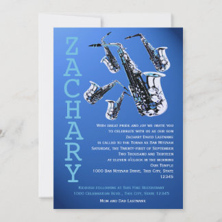 Invitación Música saxofónica Blue Bar Mitzvah