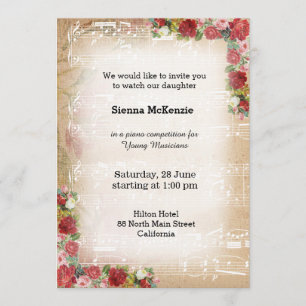 Invitación Música vintage