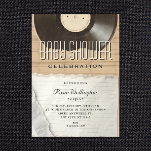 Invitación Música vintage para baby shower