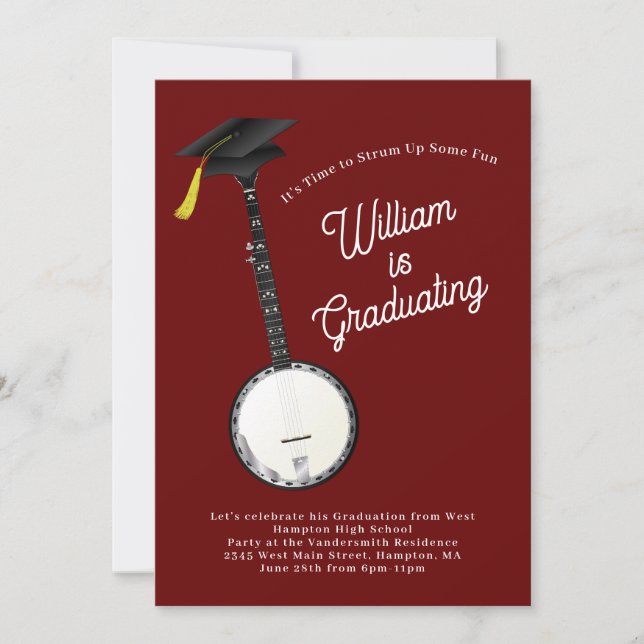 Invitación musical a la fiesta de graduación de mú (Anverso)