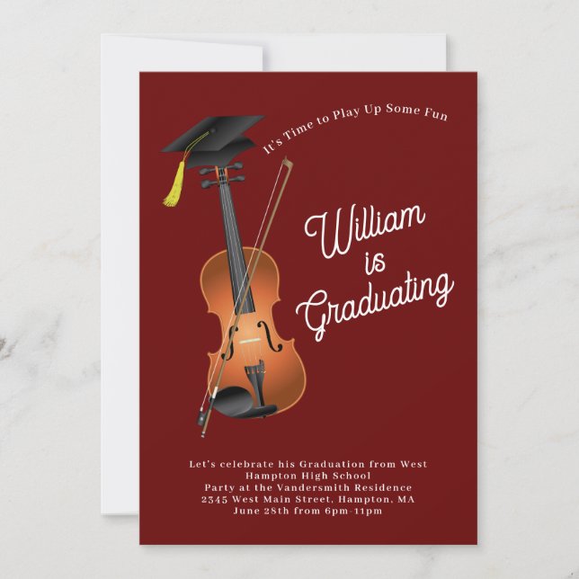 Invitación musical a la fiesta de graduación de mú (Anverso)