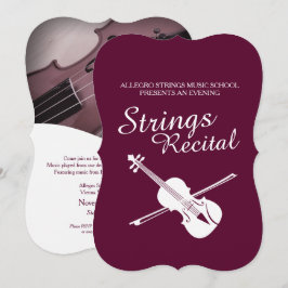 Invitación musical clásica de violín de recitales
