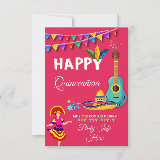 Invitación musical de Quinceañera (Anverso)