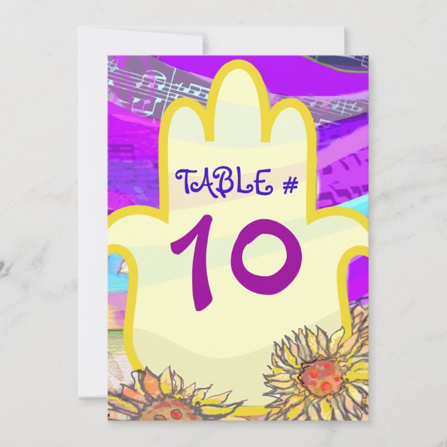 Invitación Musical Hemsa Bar Bat Mitzvah Número de asiento de (Anverso)