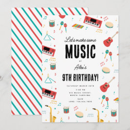 Invitación Musical Instruments Music Theme Birthday Party