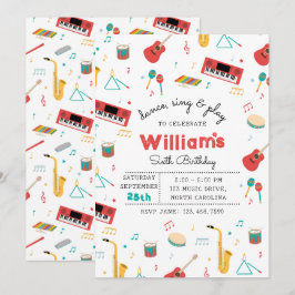 Invitación Musical Instruments Music Theme Birthday Party