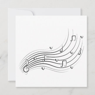 Invitación Musical note wave, black line clipart