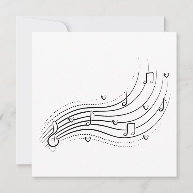 Invitación Musical note wave, black line clipart (Anverso)