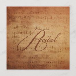 Invitación Musical Recital Hoja Antigua Personalizada Música
