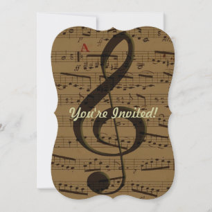 Invitación Musical Treble Clef Sheet Music Classic