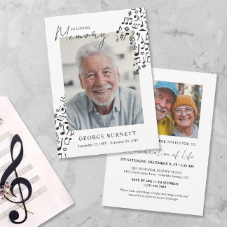 Invitación Músico Profesor de Música Notas En Memoria Amorosa