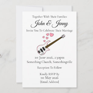 Invitación Músicos de Bass Guitar Wedding invitan a bodas