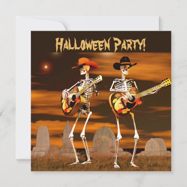 Invitación Músicos de Halloween Party Skeleton (Anverso)