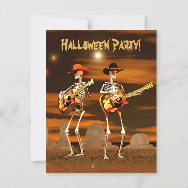 Invitación Músicos de Halloween Party Skeleton (Anverso)