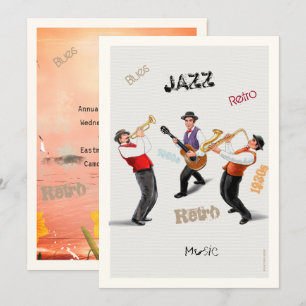 Invitación Músicos de Jazz Música Retro Blues Fiesta Arte Pin