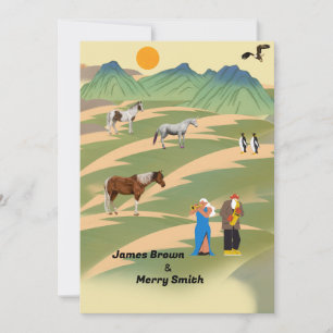Invitación Músicos de pingüinos de caballos Águila Boda de la