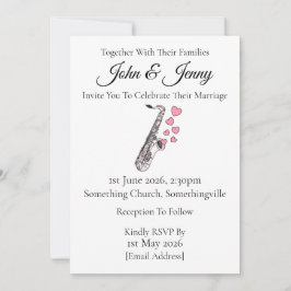 Invitación Músicos saxofonistas invitan a la boda saxofonista