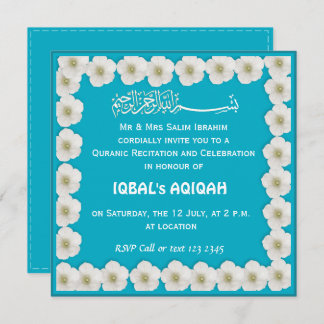 Invitación Muslim baby boy blue Aqiqah