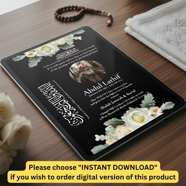 Invitación Muslim Death Announcement Male Janaza Prayer (Subido por el creador)