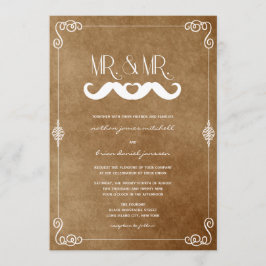 Invitación Mustache Amor Sr. y Sr. Vintage Paper Gay Boda