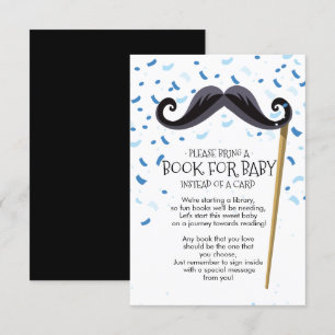 Invitación Mustache Baby Shower Book for Baby Card