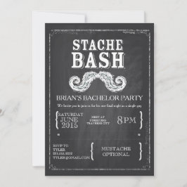 Invitación Mustache Bash Bacheler Party Chalkboard Hipster