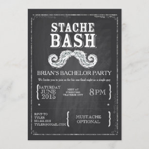 Invitación Mustache Bash Bacheler Party Chalkboard Hipster
