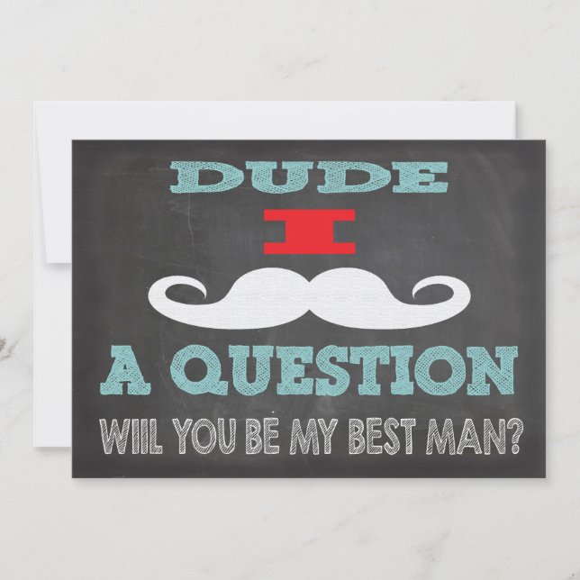 Invitación Mustache Dude, ¿Serás mi mejor hombre? (Anverso)