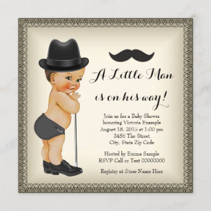 Invitación Mustache Little Man Baby Shower