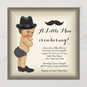 Invitación Mustache Little Man Baby Shower